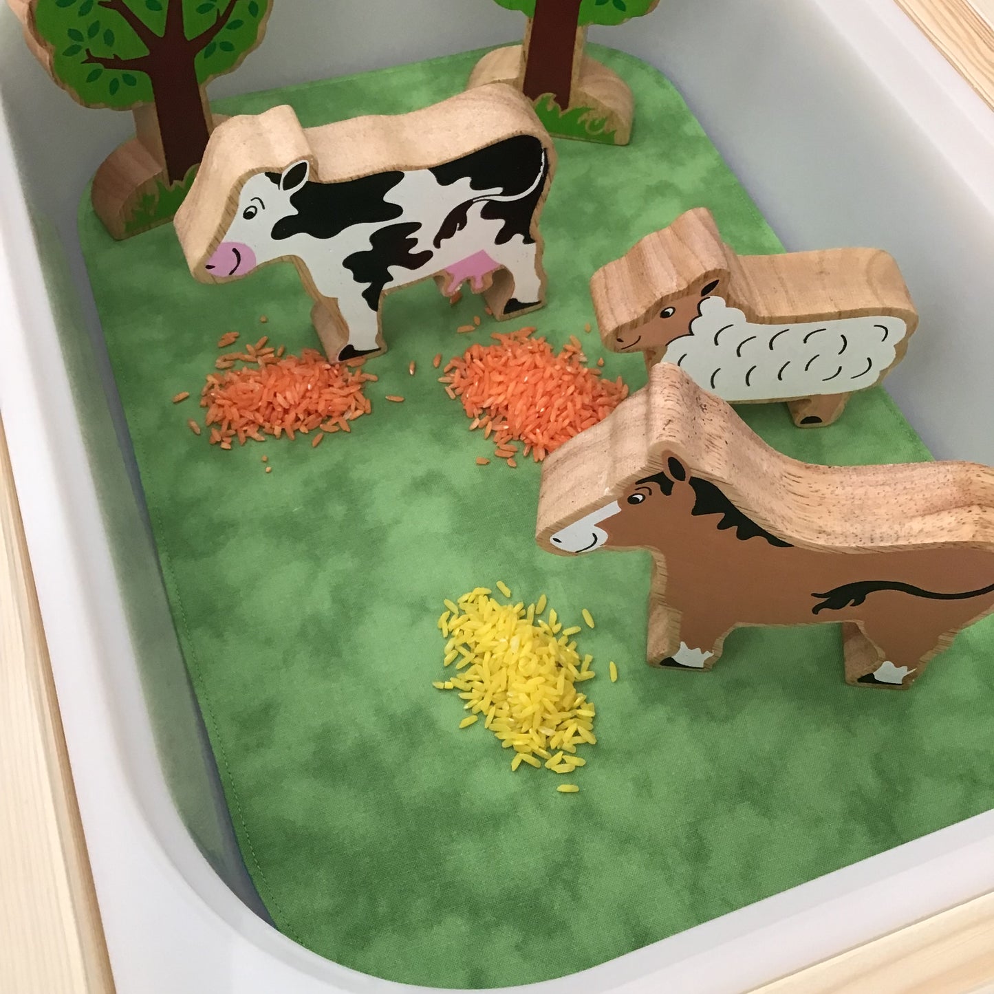 Pink & Light Green Tray Play Mat - MADE TO ORDER- Reversible Play mat