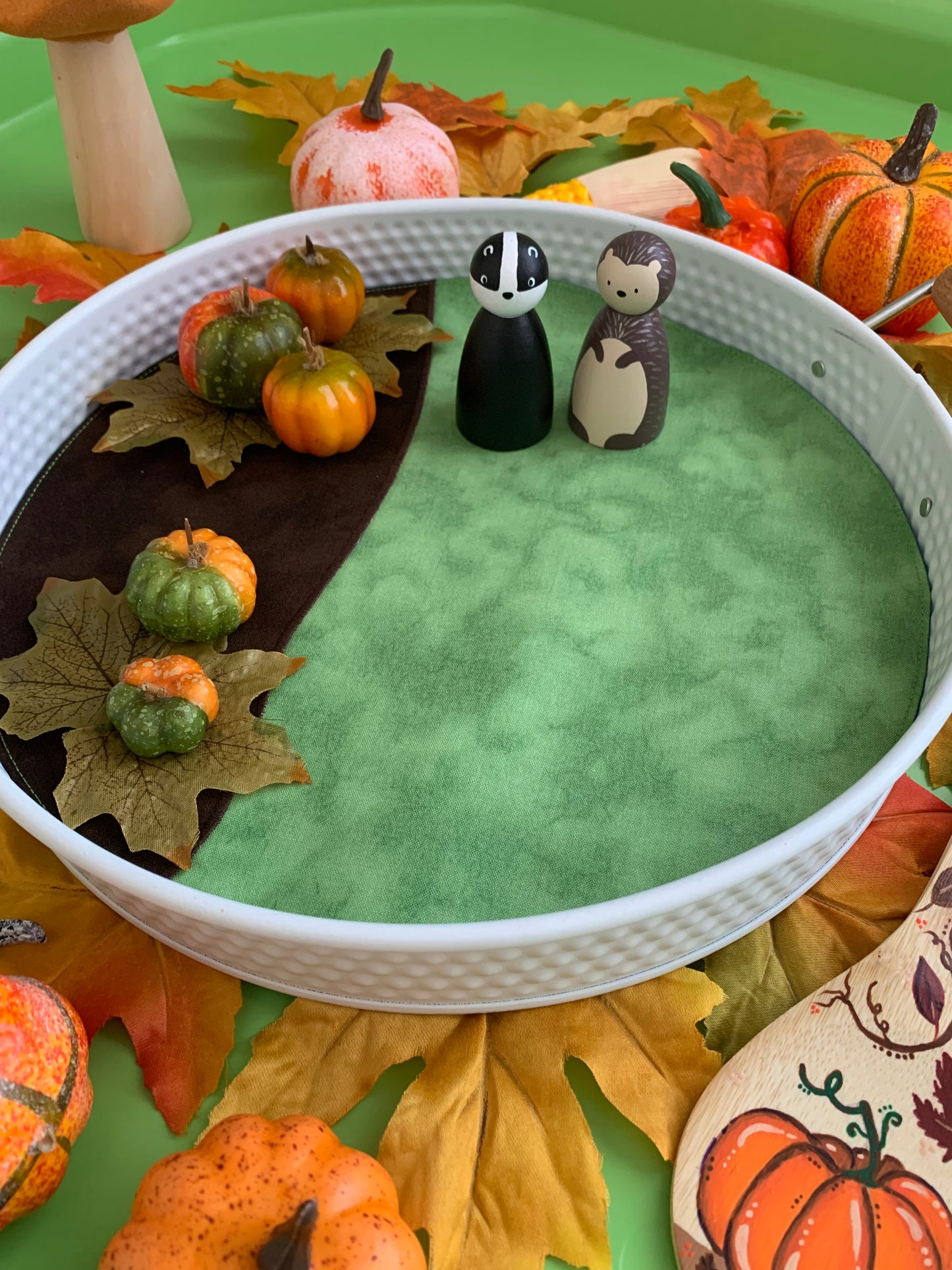 Grass & Earth -  MADE TO ORDER - Circular Play Mat - Deep Blue Reverse