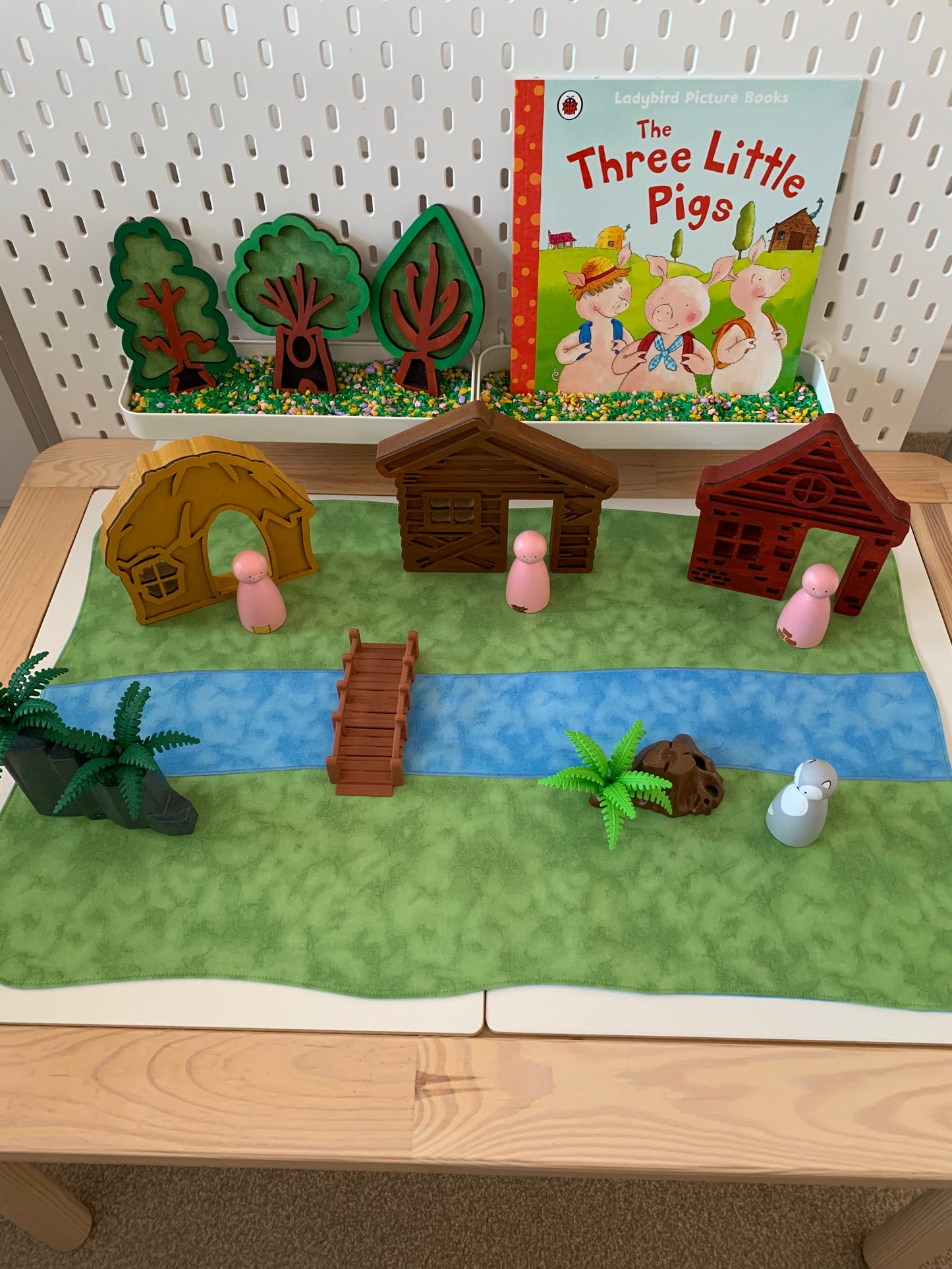River Rectangular Play Mat - MADE TO ORDER - Mid Blue Reverse