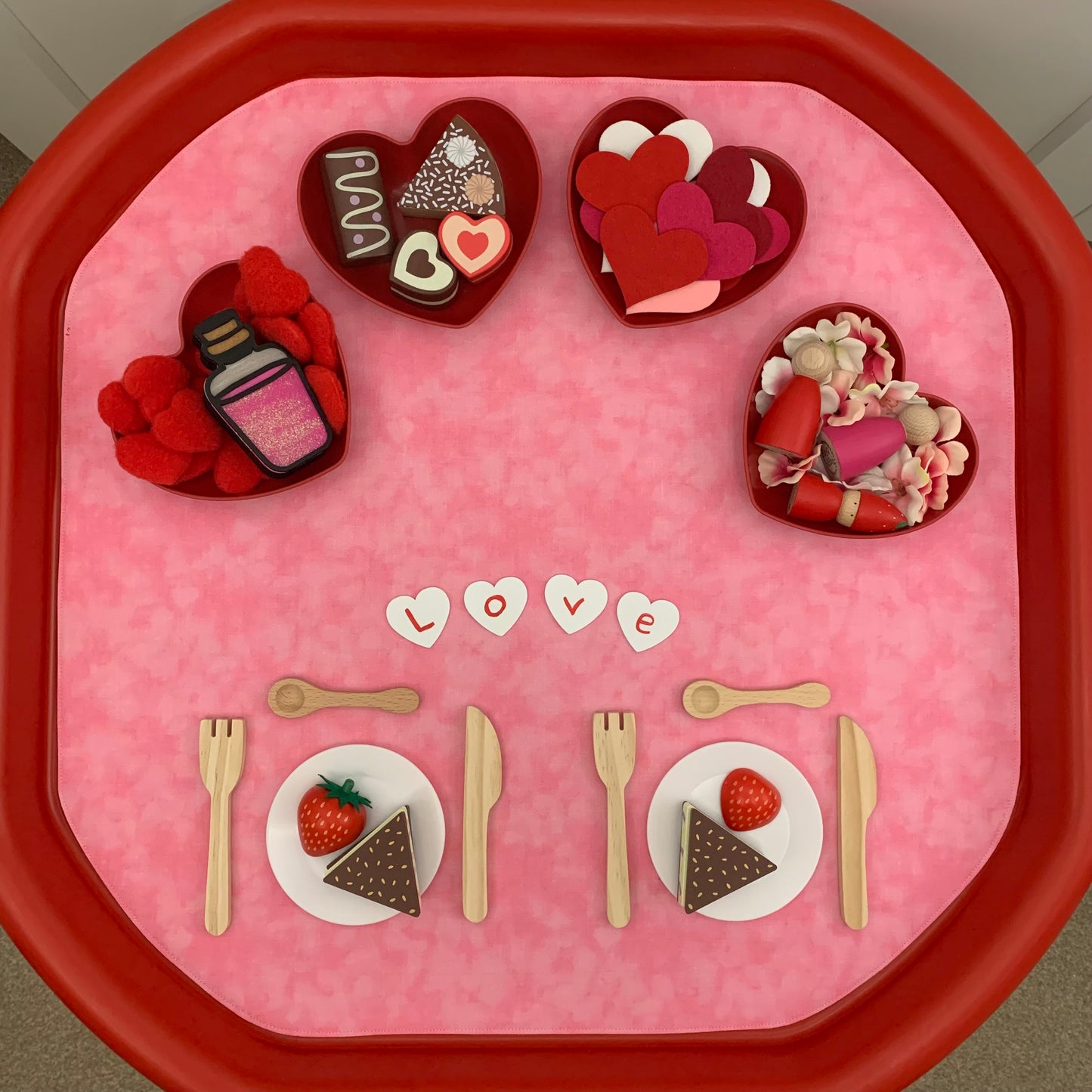 Tuff Tray Play Mat - Red and Pink - MADE TO ORDER