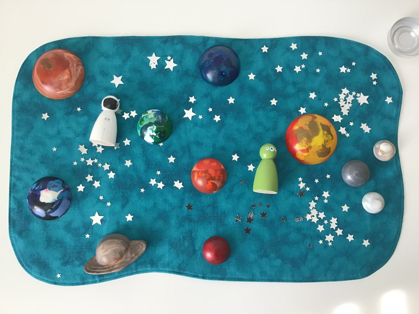Space with Earth and Planets Plat Mat - IN STOCK - Jade Reverse