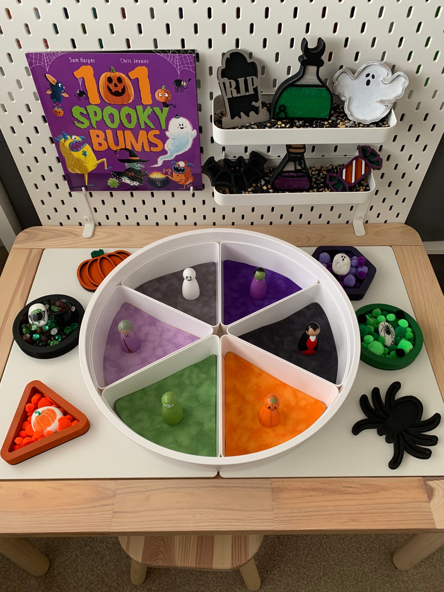 Tray Insert Play Mats - MADE TO ORDER - Reversible Colours- Autumn/Halloween/Rainbow Edition