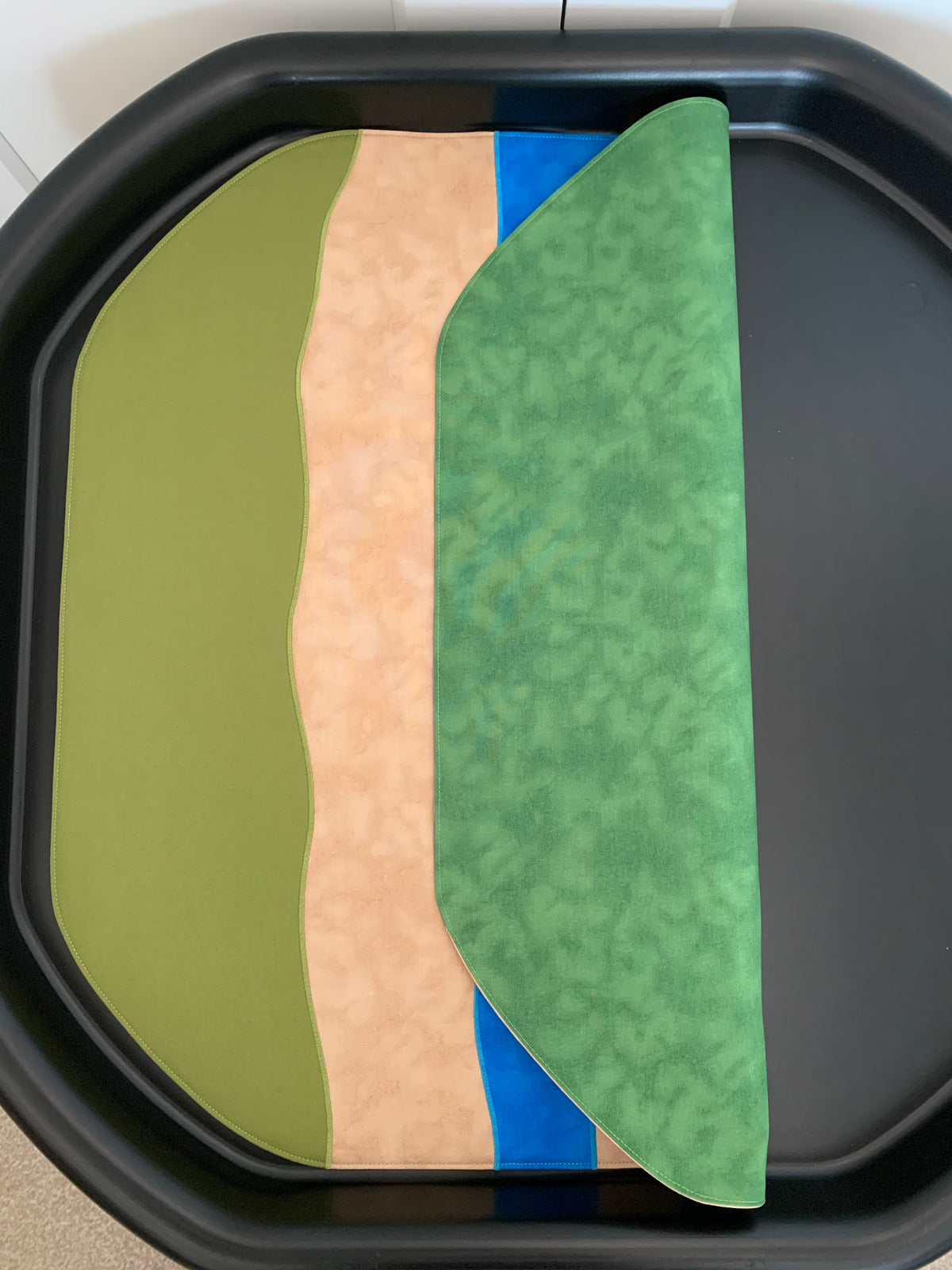 River Adventures Play Mat - Dark Green reverse - Ready to post
