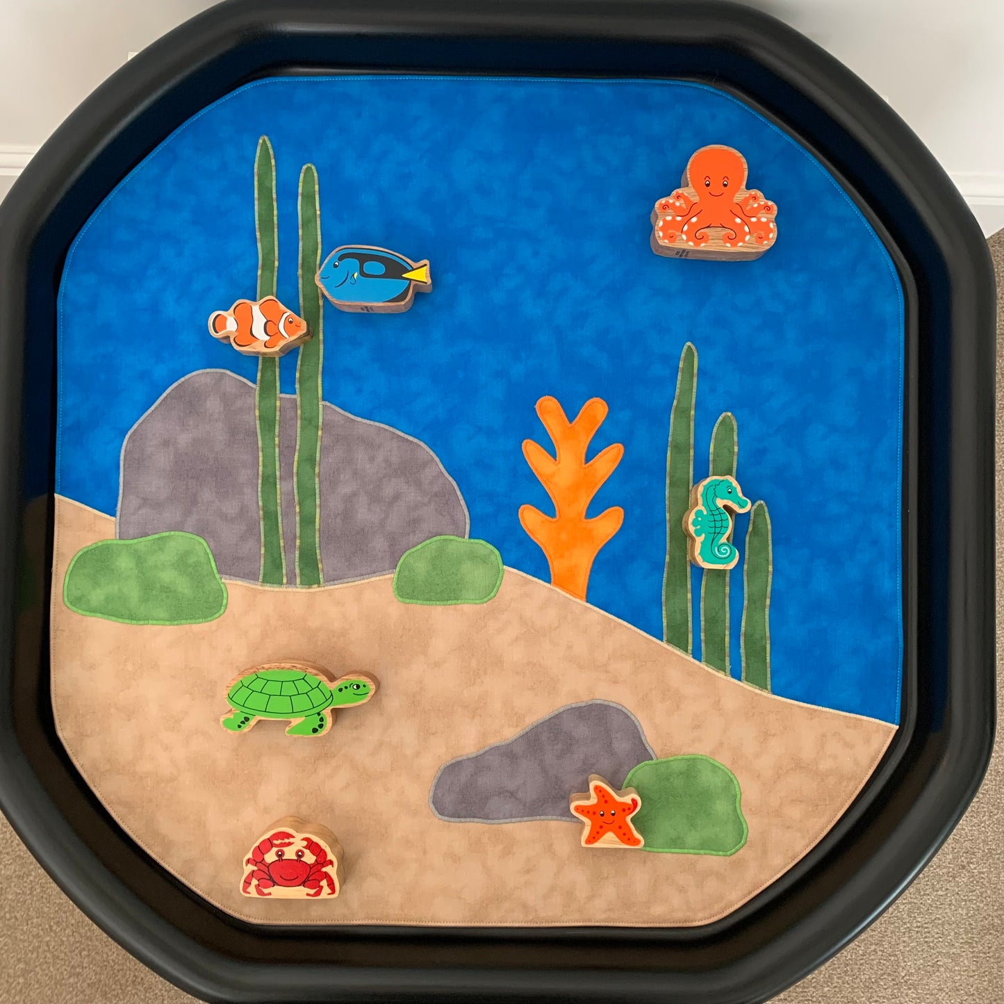 Under the Sea Tuff Tray Play Mat - IN STOCK - Grey Reverse