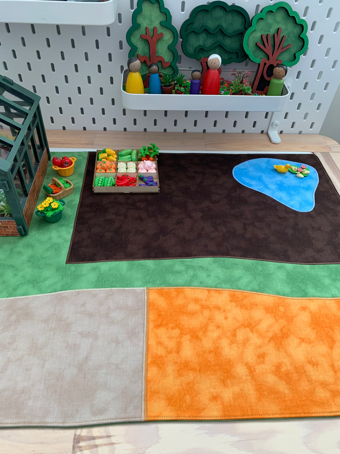 Extra Large Garden/Farm Play Mat - IN STOCK - Dark Green Reverse