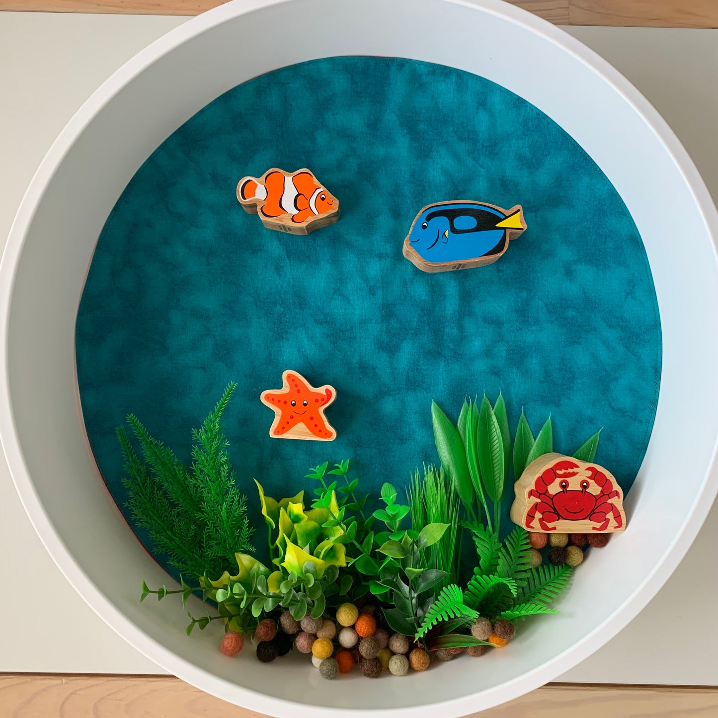 Circular Play Mat - Black & Jade - MADE TO ORDER - Reversible Play Mat