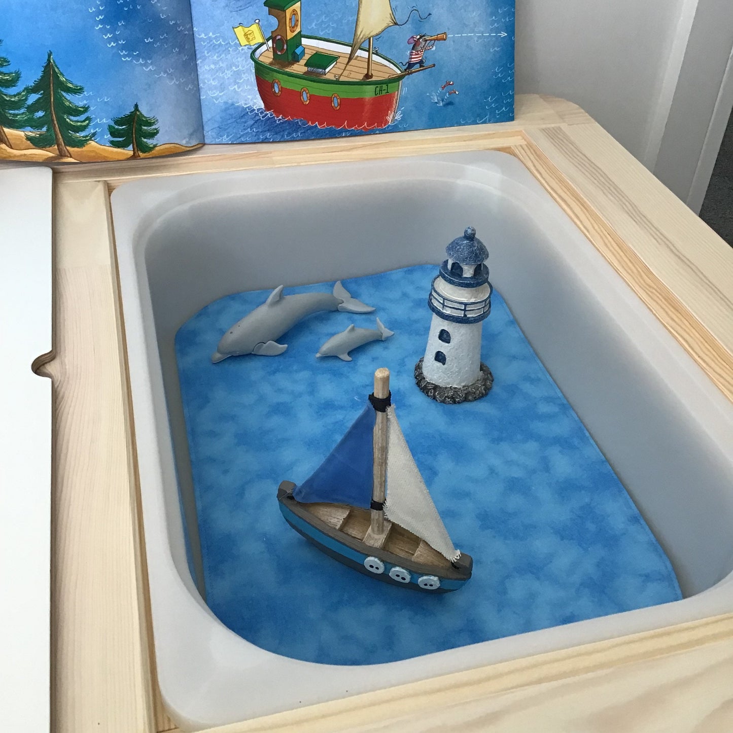 Lake Play Mat - MADE TO ORDER -  Mid Blue reverse