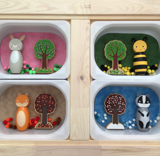 Mini Tray Play Mat Set - MADE TO ORDER - Reversible Play mats - Set of Four