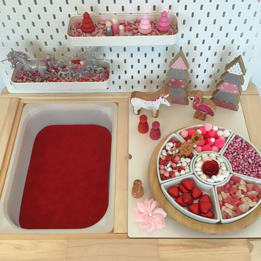 Red & Deep Blue Tray Play Mat - MADE TO ORDER - Reversible Play mat