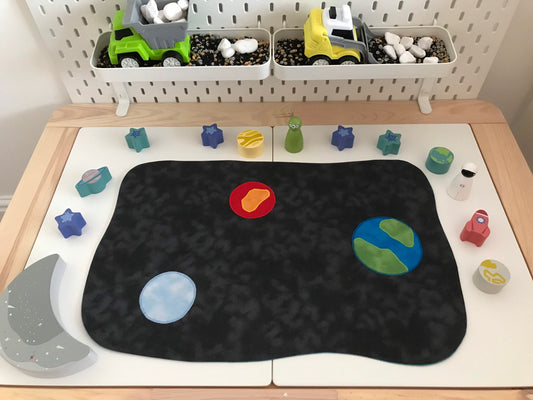 Space with Earth and Planets Plat Mat - IN STOCK - Jade Reverse