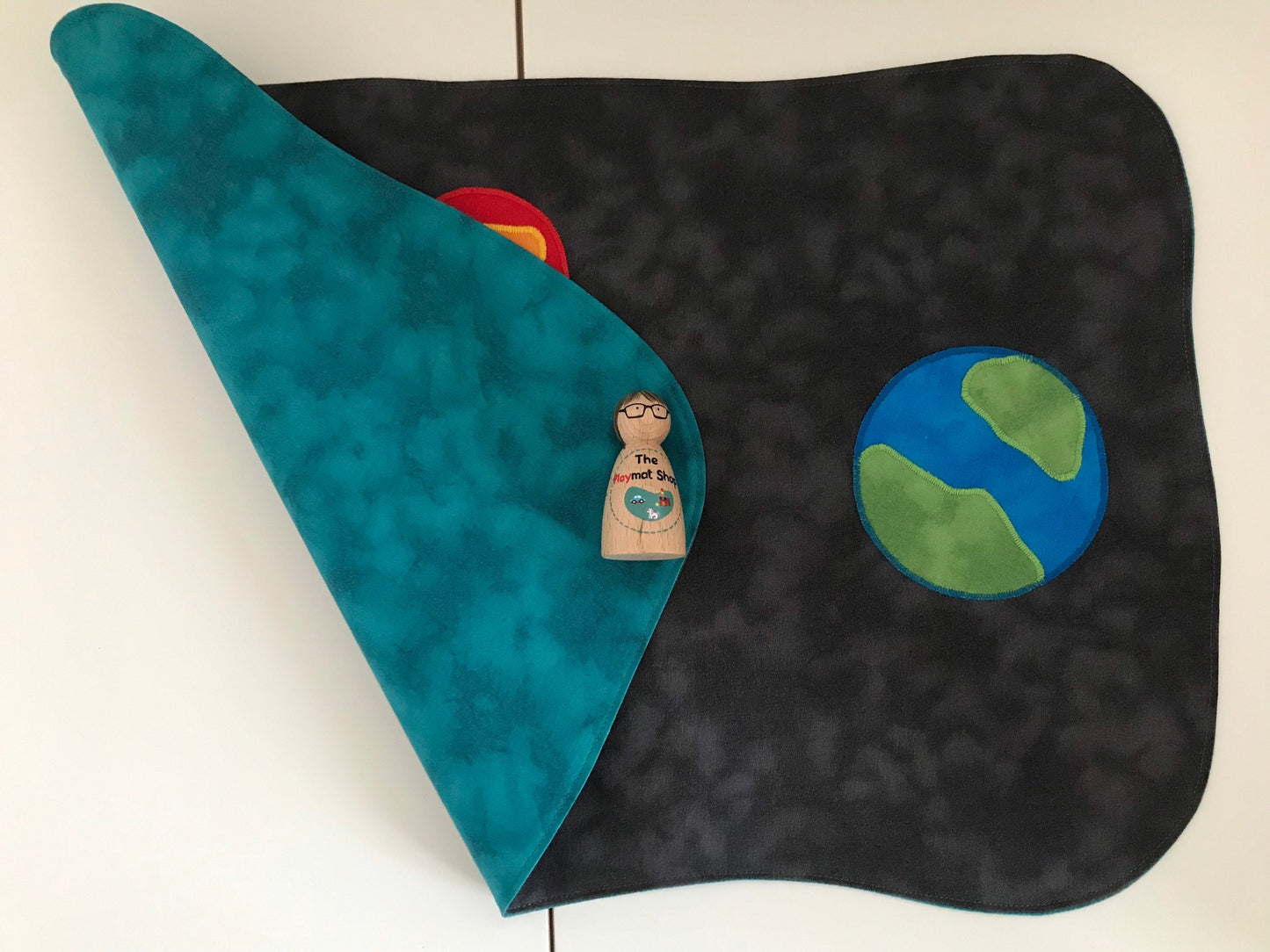Space with Earth and Planets Plat Mat - IN STOCK - Jade Reverse