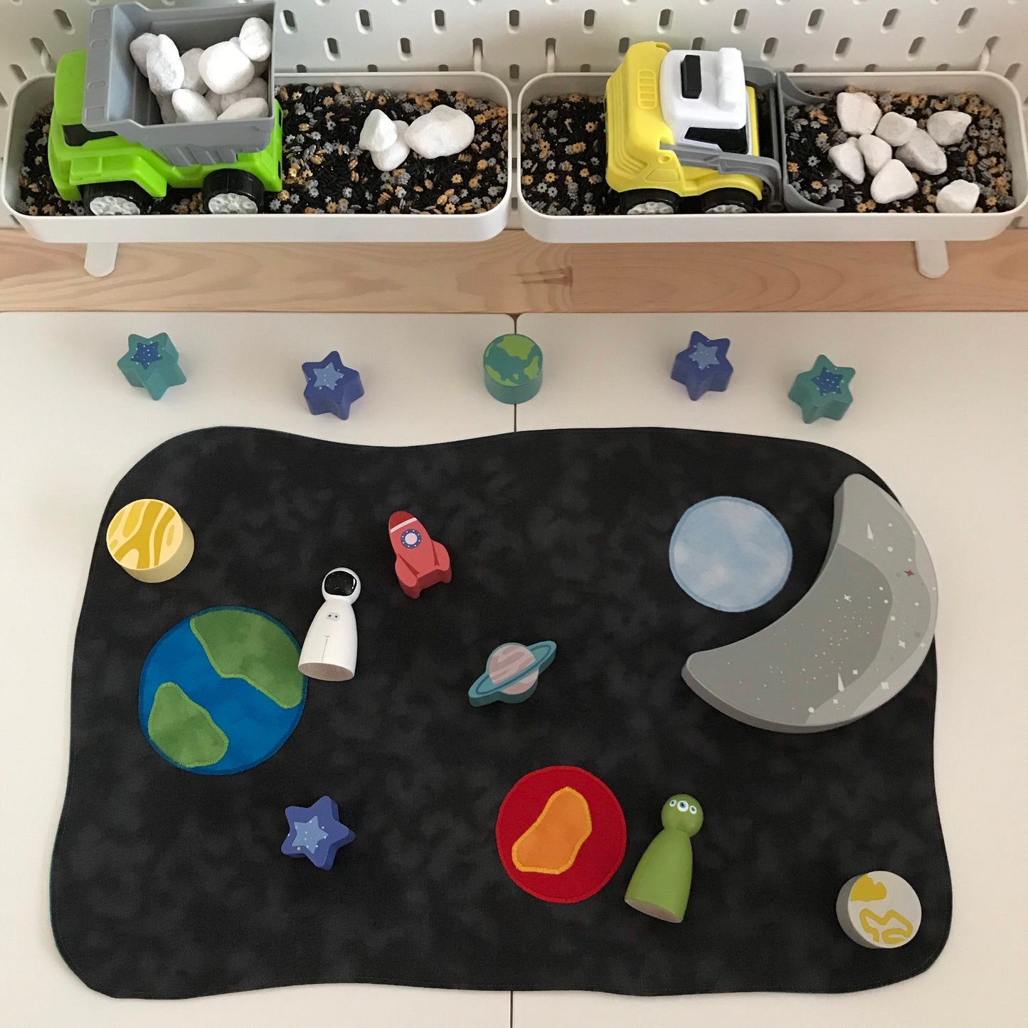 Space with Earth and Planets Plat Mat - IN STOCK - Jade Reverse