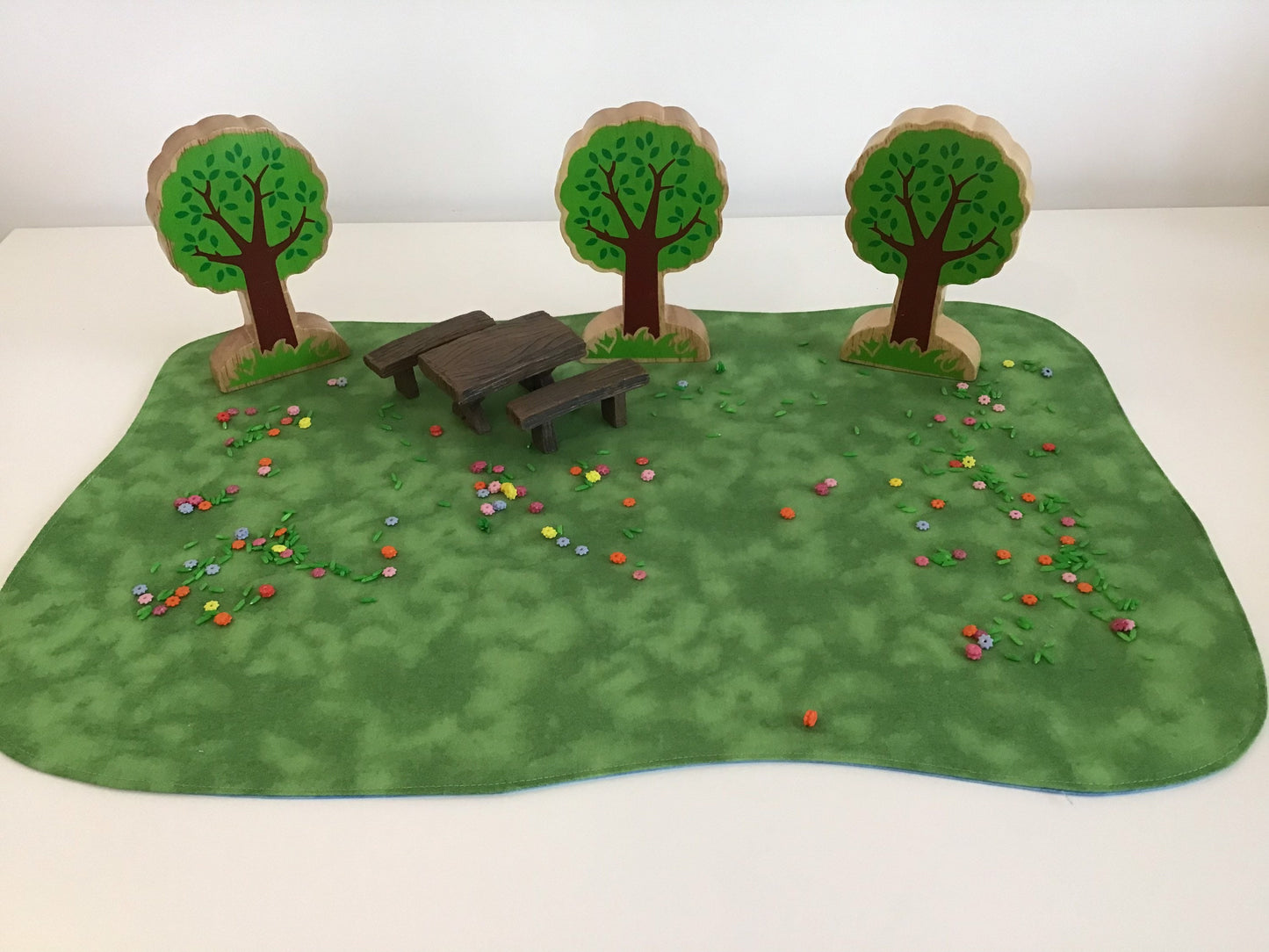 Sunflowers Play Mat - IN STOCK - Large - Dark Green Reverse