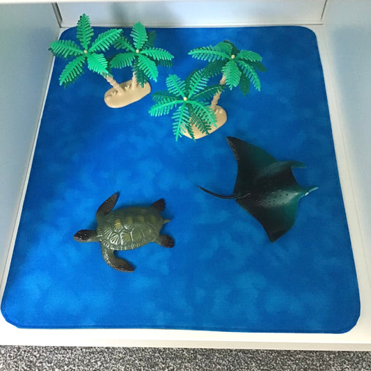 Deep Blue & Dark Green Play Mat - MADE TO ORDER - Reversible Play Mat