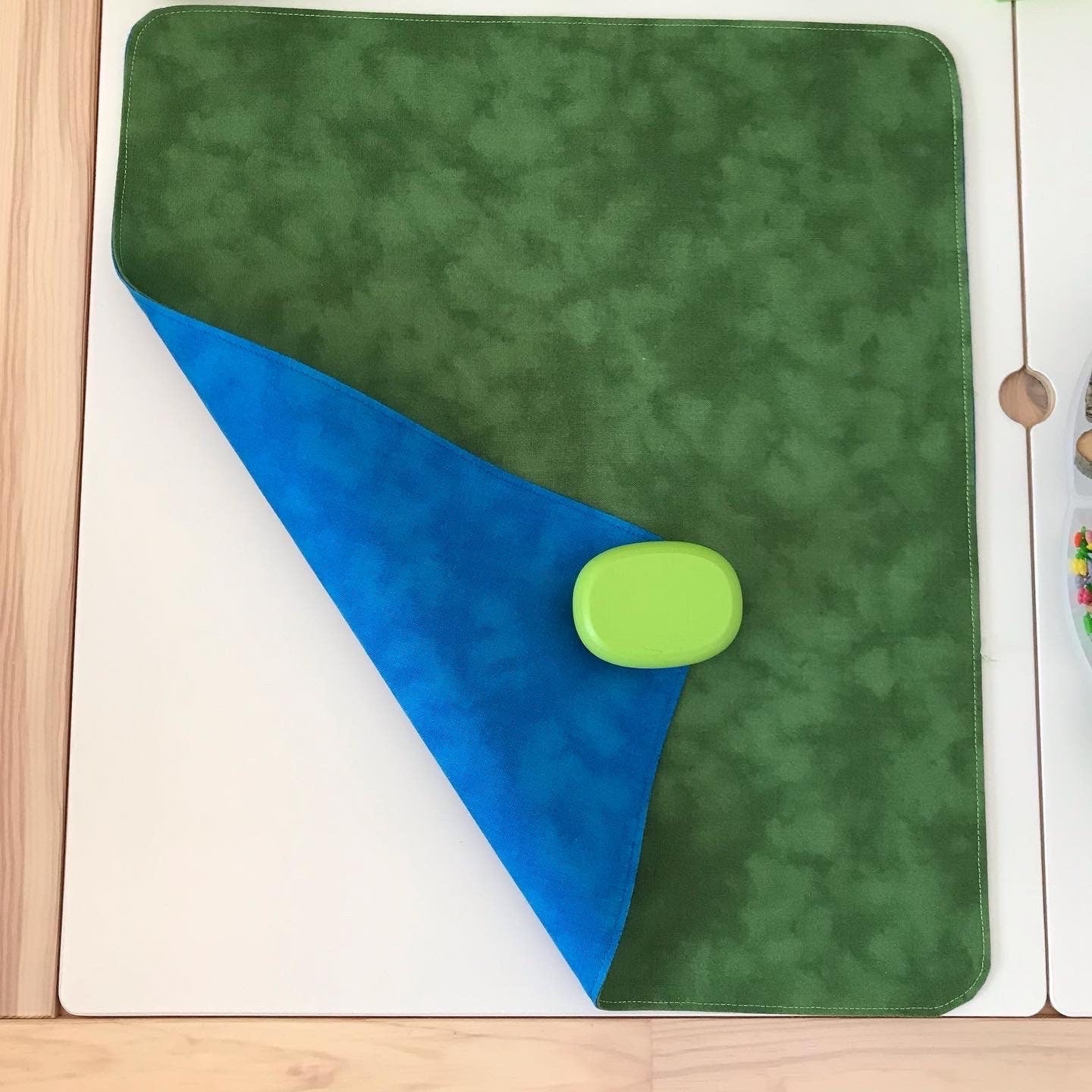 Deep Blue & Dark Green Play Mat - MADE TO ORDER - Reversible Play Mat