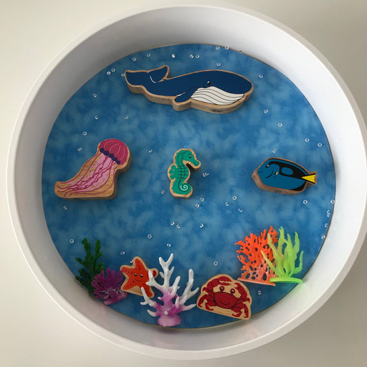 Circular Play Mat - Mid Blue & Light Green - MADE TO ORDER - Reversible Play Mat