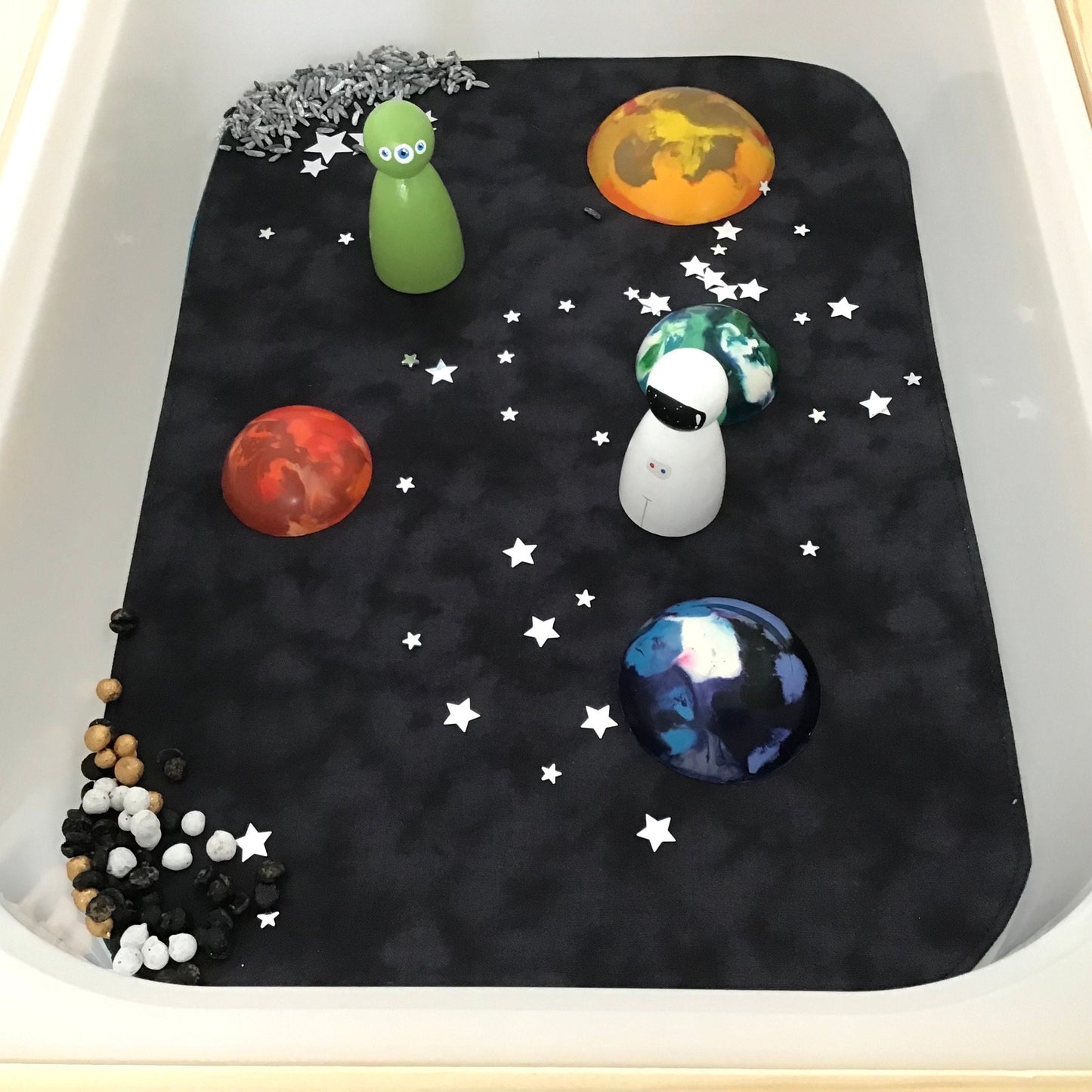 Jade & Black Tray Play Mat - MADE TO ORDER - Reversible Play mat