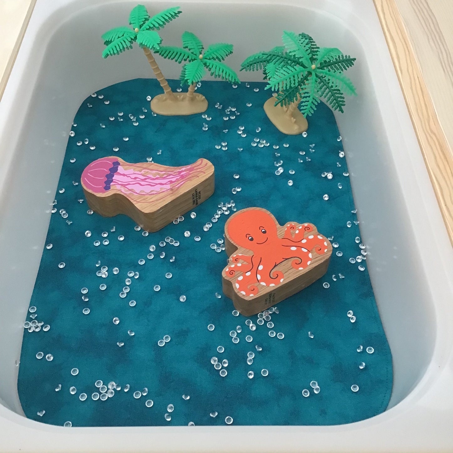 Jade & Black Tray Play Mat - MADE TO ORDER - Reversible Play mat