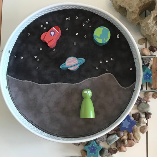 Moonscape Circular Play Mat - IN STOCK - Dark Green Reverse