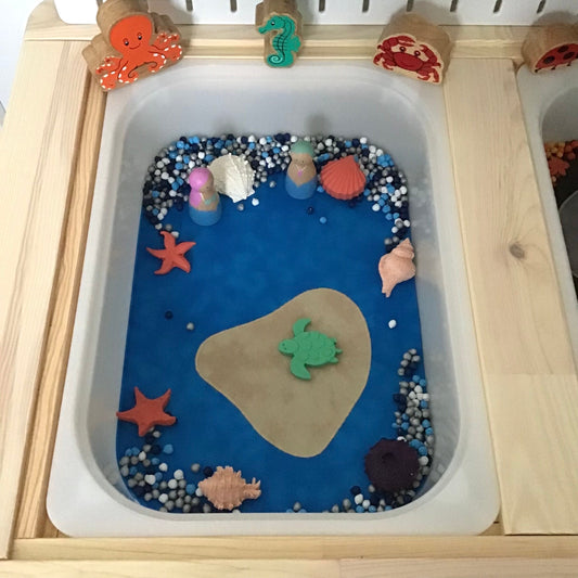 Desert Island Play Mat - Made to Order - UKCA Tested - Reversible Play Mat - Dark Green Reverse