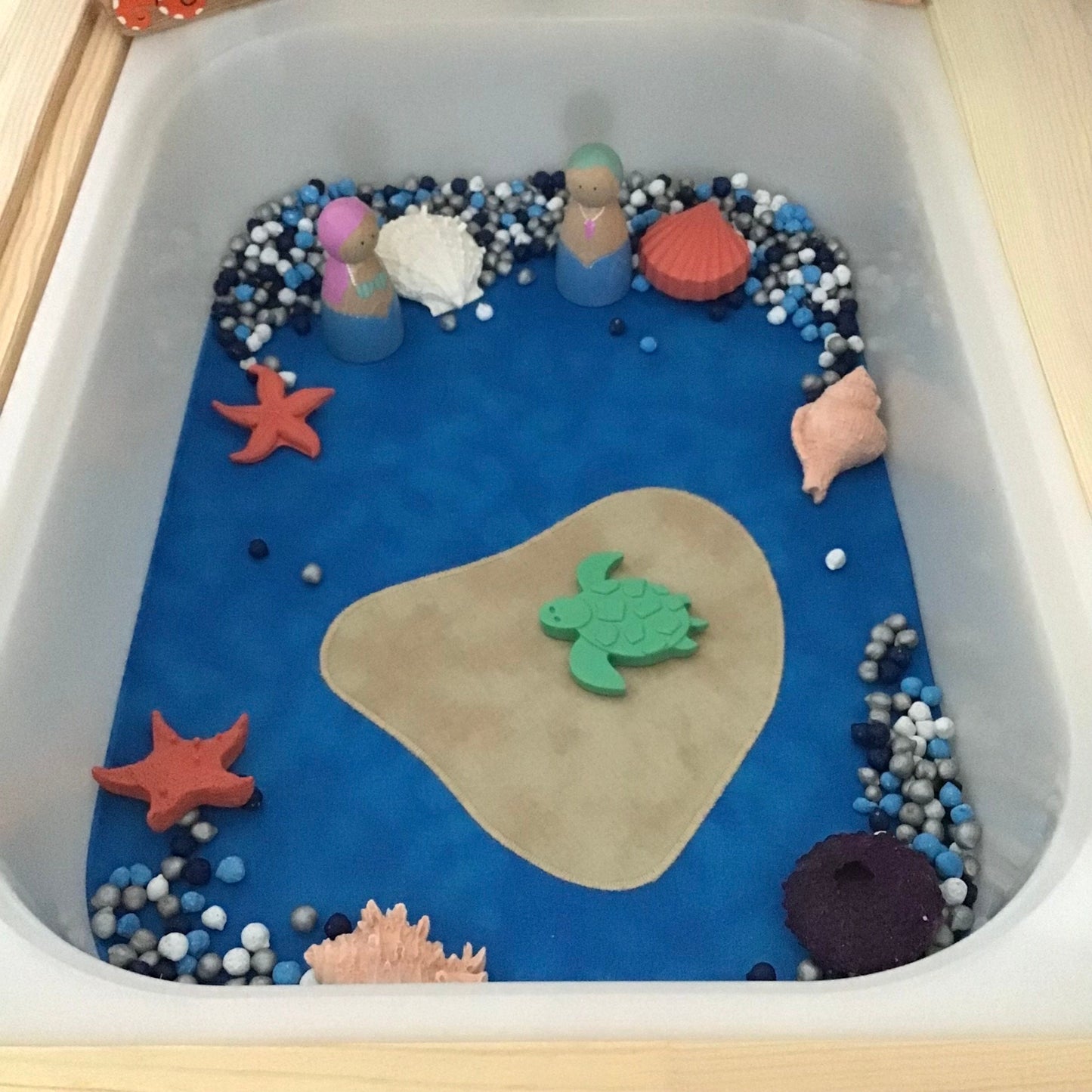 Desert Island Play Mat - Made to Order - UKCA Tested - Reversible Play Mat - Dark Green Reverse