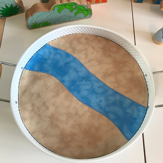 River Circular Play Mat - MADE TO ORDER - Light Blue Reverse