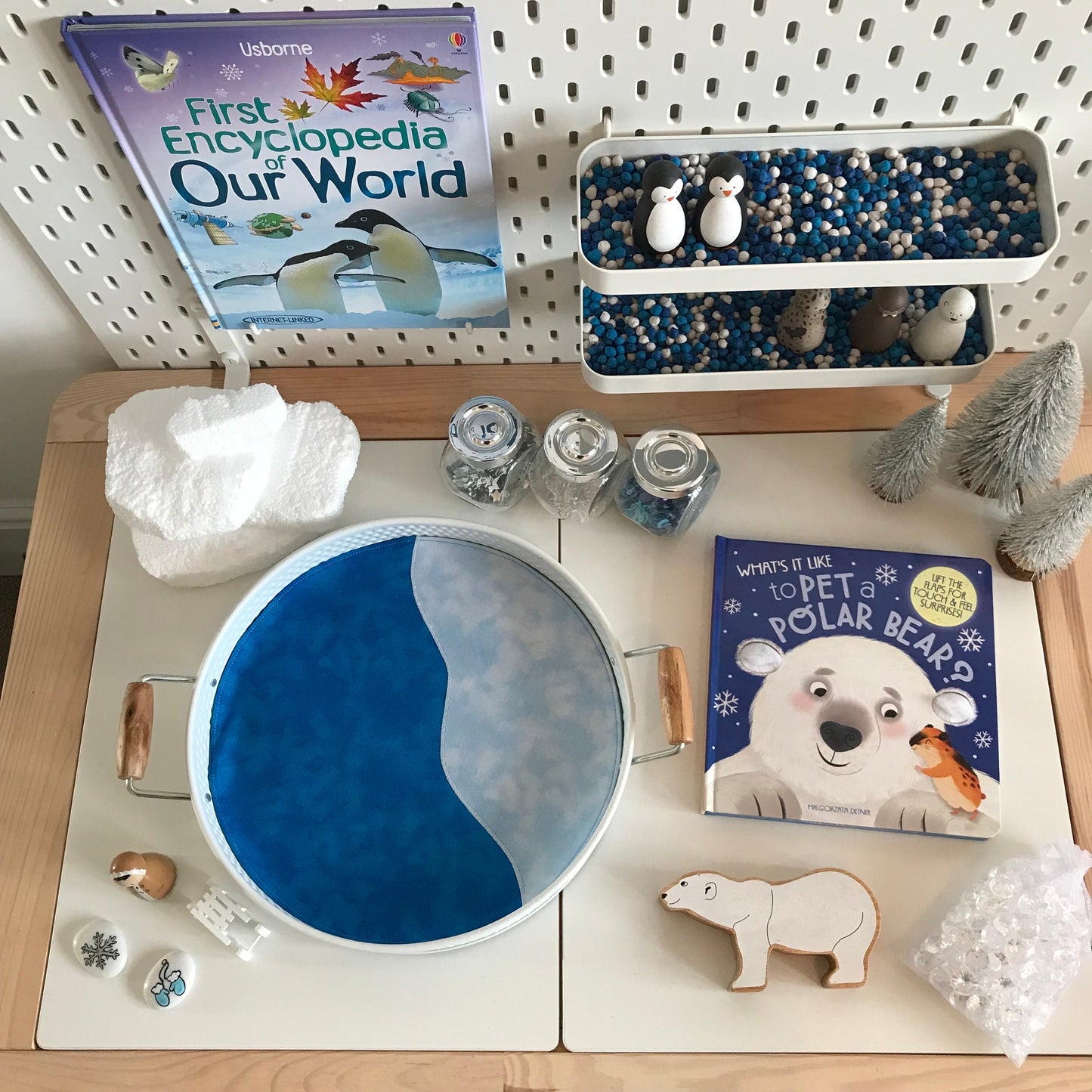 Polar Circular Play Mat - MADE TO ORDER -  Light Green Reverse