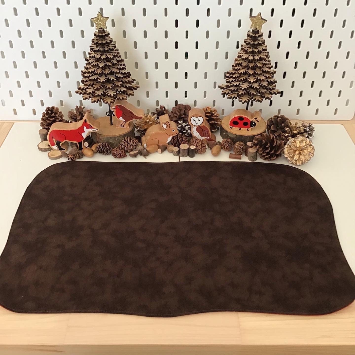Large  Red & Brown Open Ended Play Mat - MADE TO ORDER - Reversible Play Mat