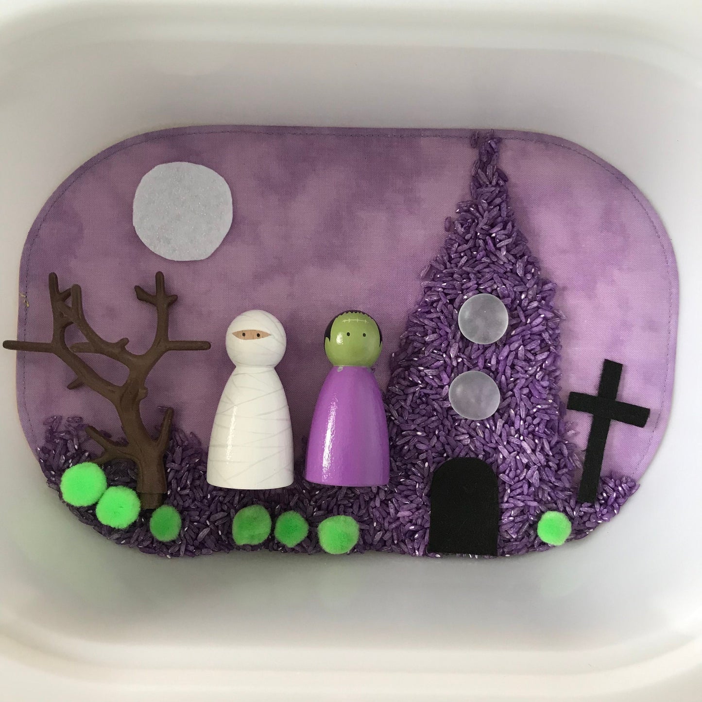 Mini Tray Play Mat Set - Autumn & Halloween Themed - MADE TO ORDER - Reversible - Set of 4